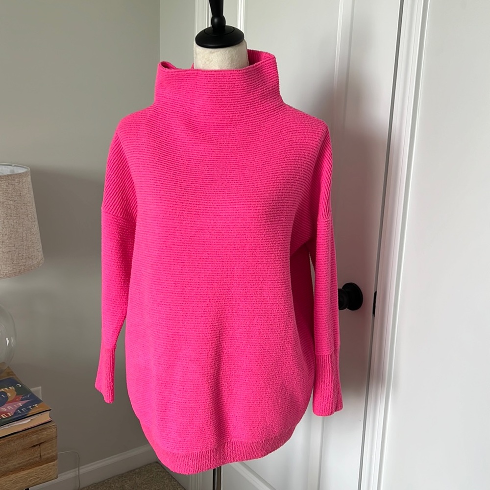 Hot pink ribbed oversized sweater